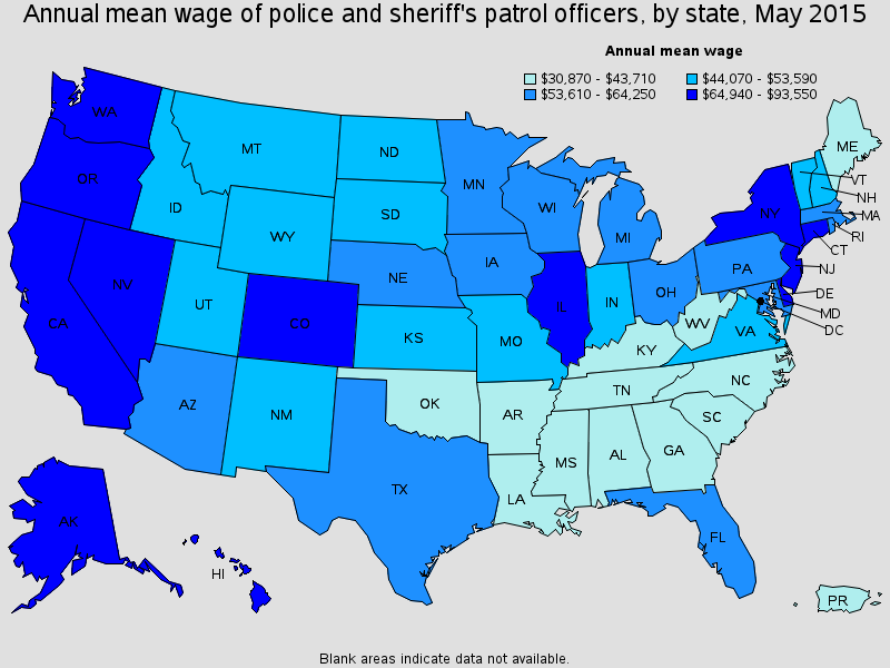 Local Law Enforcement Salaries Low in the South, High in the West