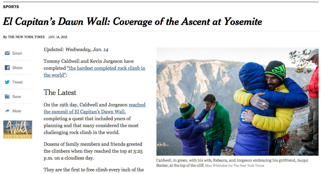 The Dawn Wall climb drew unprecedented media coverage. Is that a good thing?