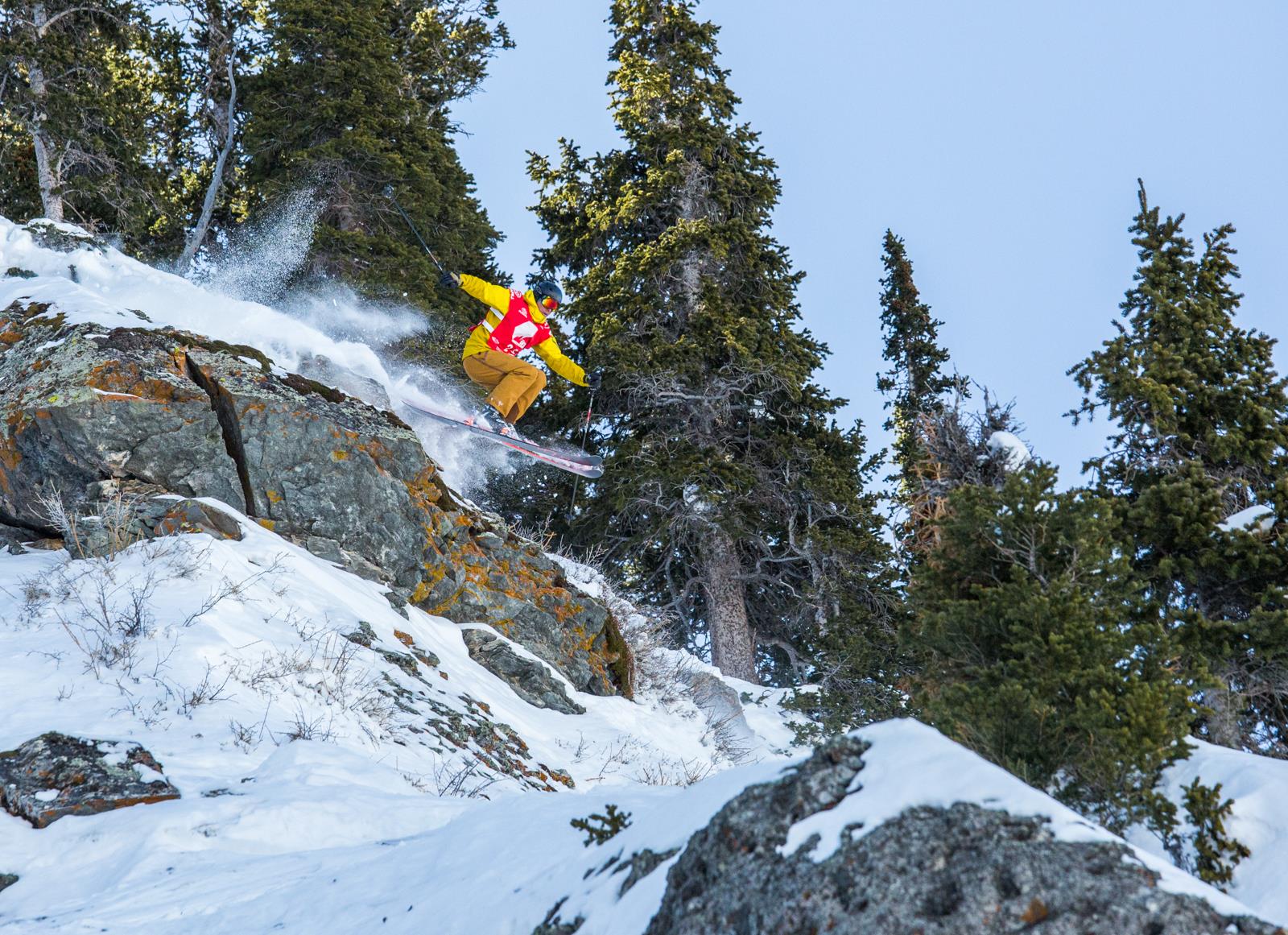 Forrest Jillson takes flight in the men's ski competition. 